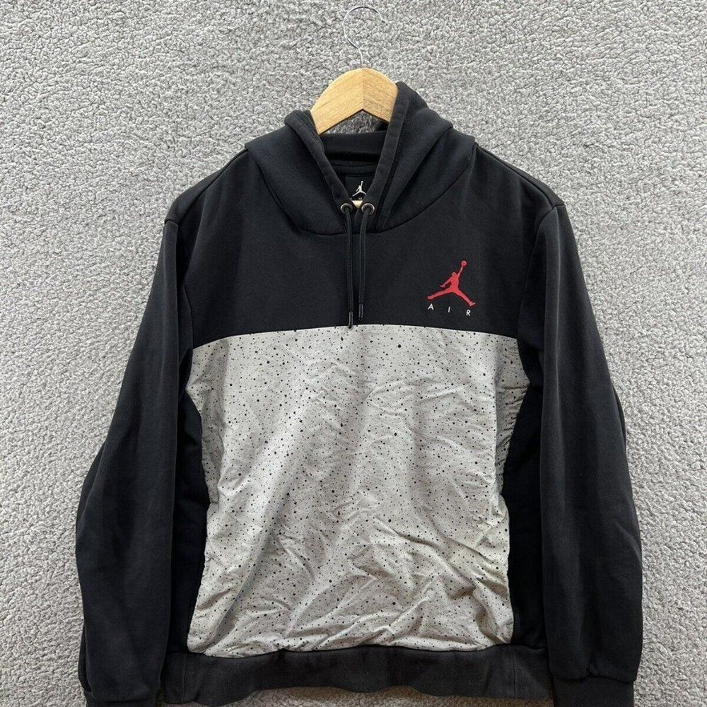 Jordan 884042-010 Men's Jumpman Flight Fleece Hoodie Cement Black Size Medium